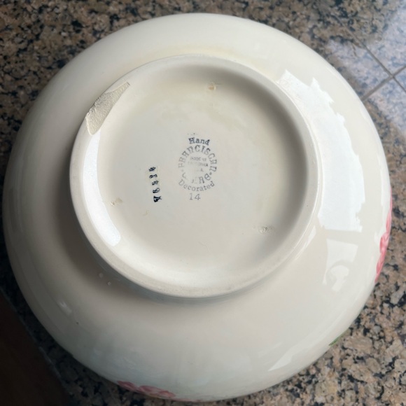 Large Salad Bowl Franciscan Pottery California Mid Century Desert Rose Pattern - Picture 6 of 10